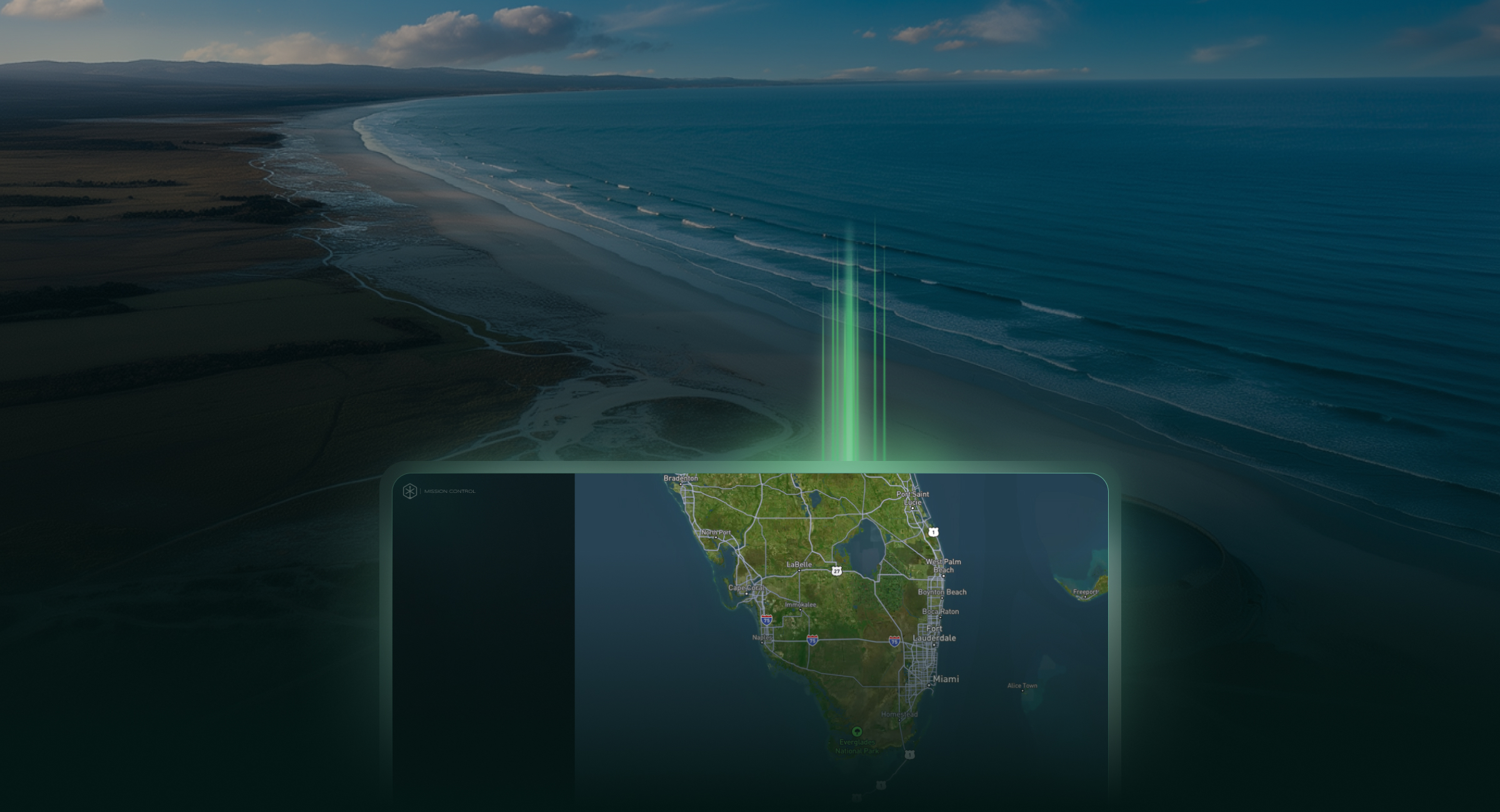 Aerial drone view with data visualization