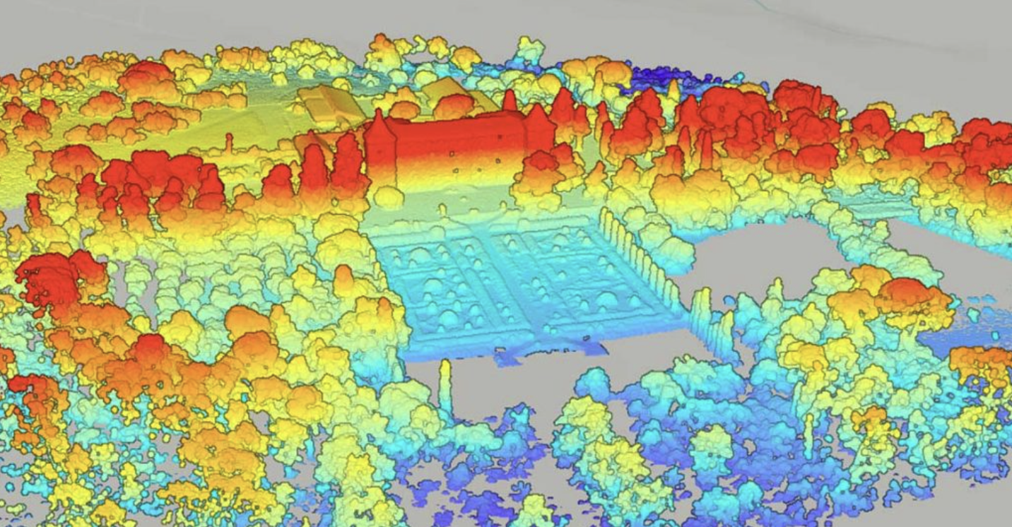 A LiDAR point cloud is made by measuring laser pulse returns to map millions of 3D points