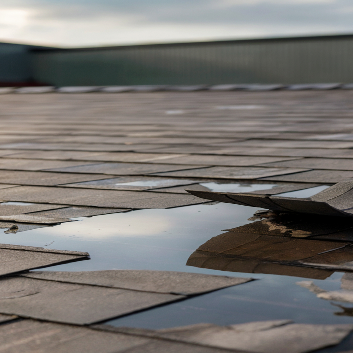 Drone capturing imagery of storm-damaged roofs for insurance assessment