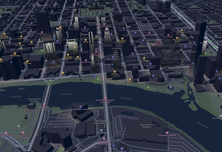 3D City Map of Austin with Colorado River